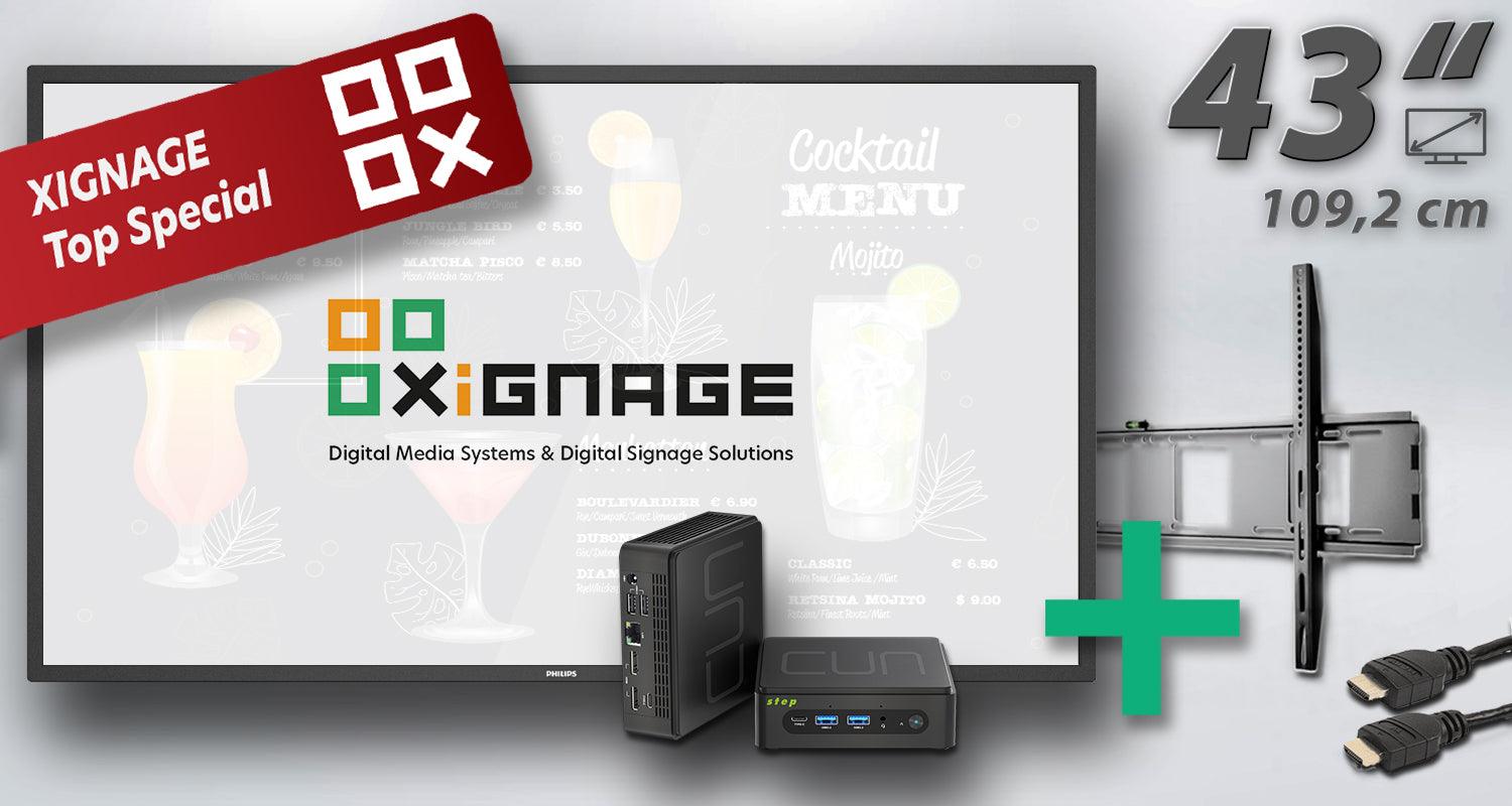 PROFESSIONAL-Paket: Philips P-Line 109,2 cm (43") - 5-teilig mit Performance-Mediaplayer (Windows) - XIGNAGE.SHOP - Smart Digital Media Systems & Digital Signage Solutions