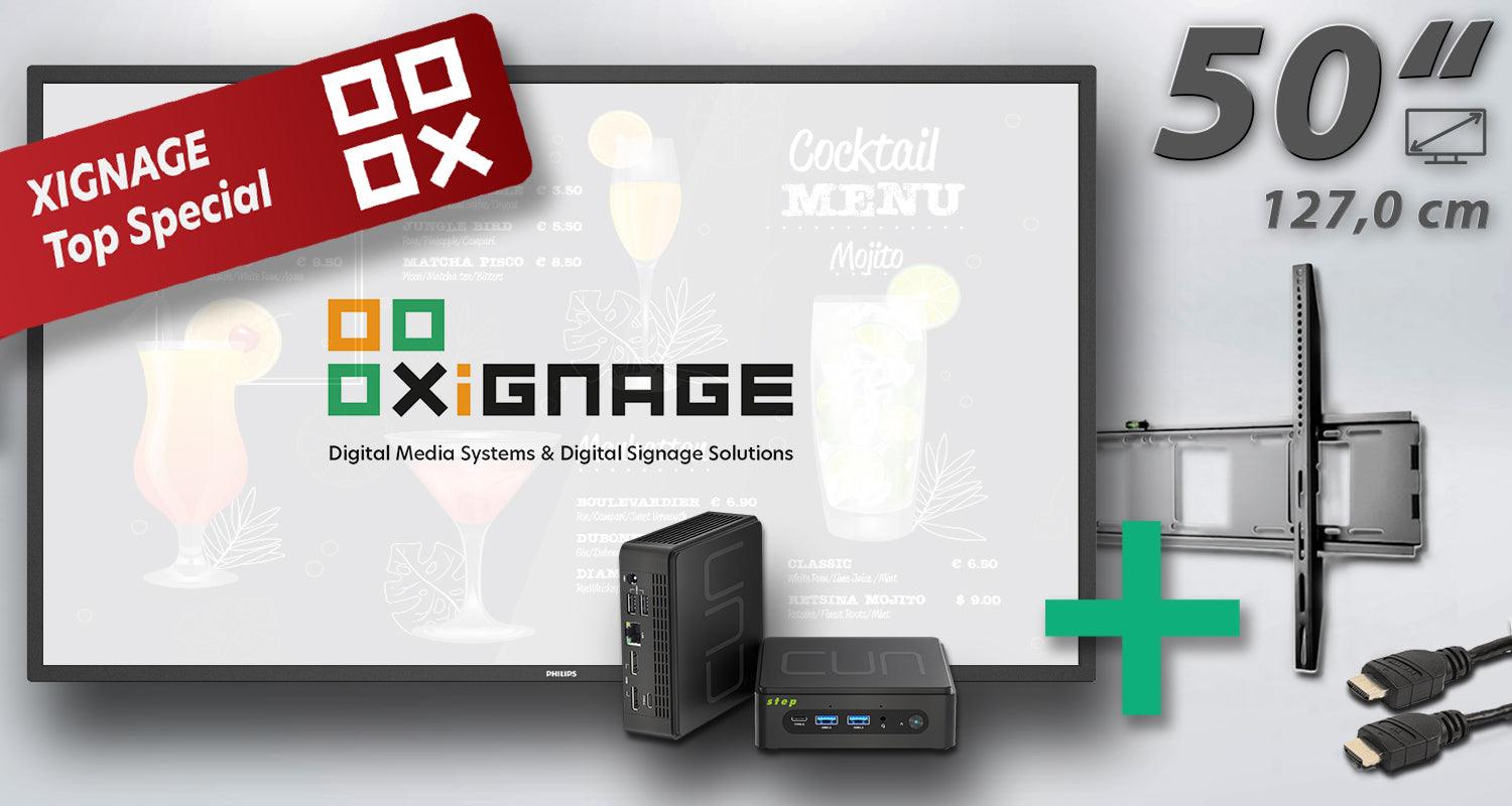 PROFESSIONAL-Paket: Philips P-Line 127,0 cm (50") - 5-teilig mit Performance-Mediaplayer (Windows) - XIGNAGE.SHOP - Smart Digital Media Systems & Digital Signage Solutions