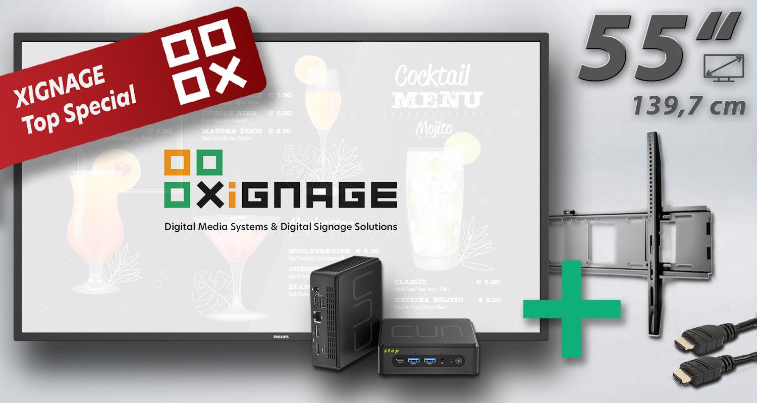 PROFESSIONAL-Paket: Philips P-Line 139,7 cm (55") - 5-teilig mit Performance-Mediaplayer (Windows) - XIGNAGE.SHOP - Smart Digital Media Systems & Digital Signage Solutions